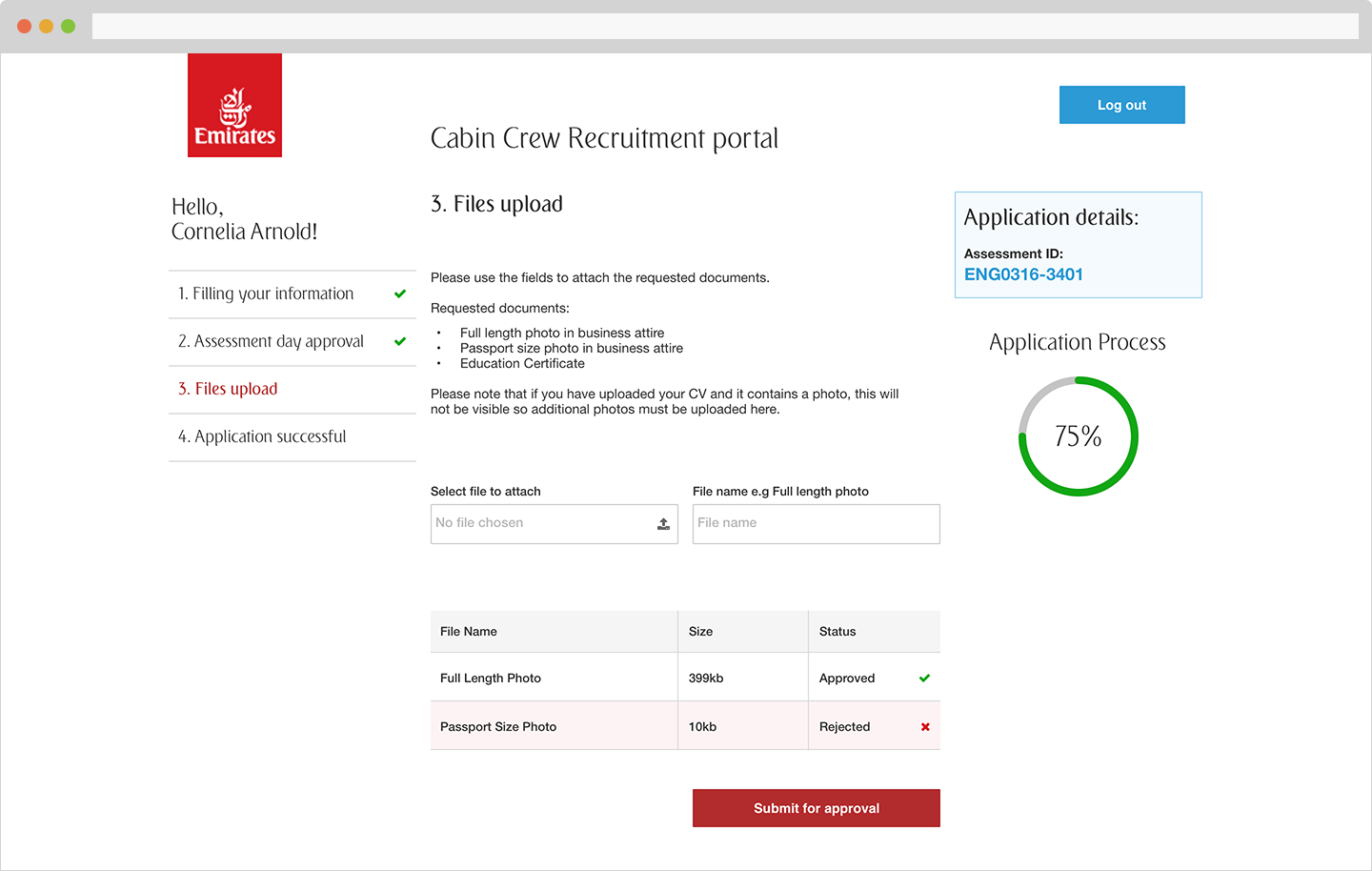 Emirates Recruitment Experience Portal Upload Files